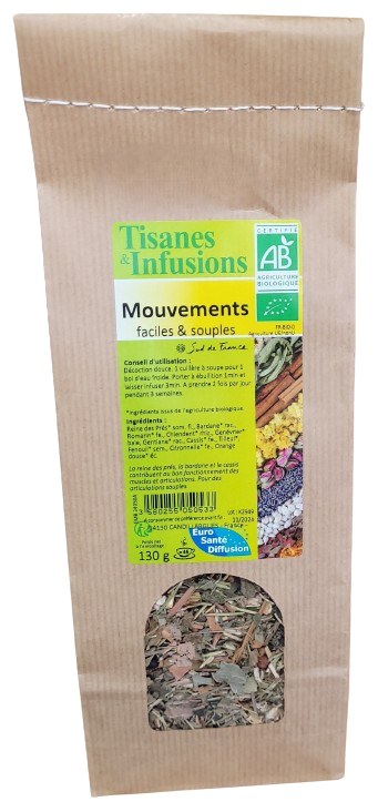 Tisane Mouvements Faciles & Souples - Certifiée Bio tisane mouvements faciles souples bio 130 g herberie cousin wiame