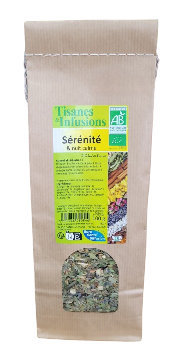 tisane sérénité nuit calme bio 100 g herberie cousin wiame