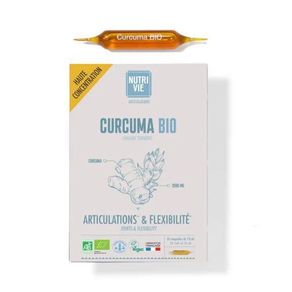 Curcuma bio 20 ampoules complément alimentaire curcuma longa extrait liquide ampoules naturelles fabrication France 