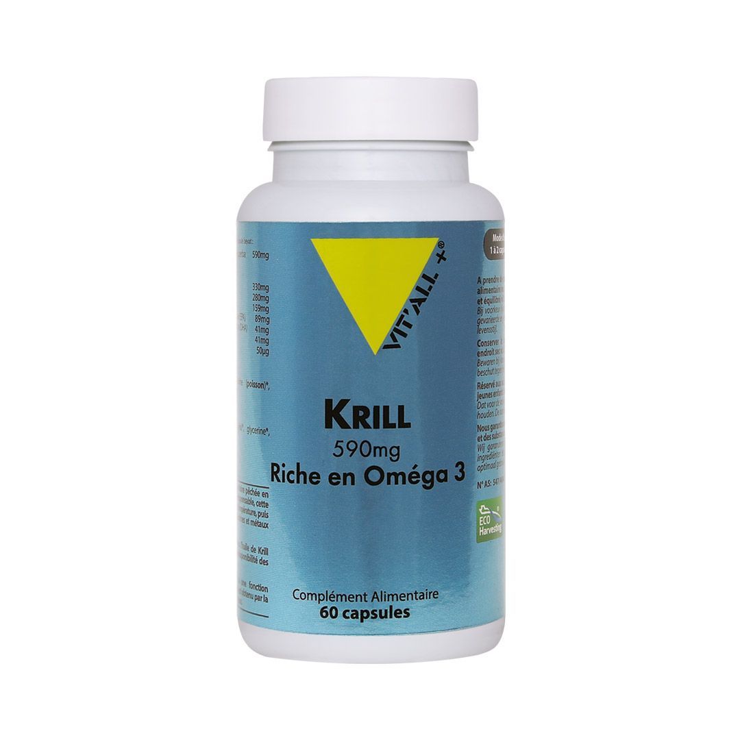 Krill 60 capsules Krill 60 capsules Vit'all+ riche en oméga-3 EPA DHA phospholipides et astaxanthine naturelle.