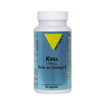 Krill 60 capsules Krill 60 capsules Vit'all+ riche en oméga-3 EPA DHA phospholipides et astaxanthine naturelle.