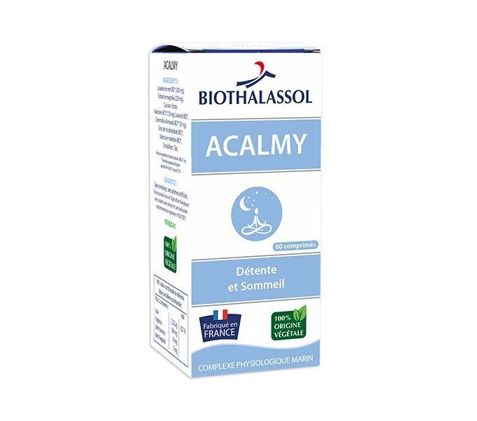 ACALMY – Détente et Sommeil – 60 comprimés ACALMY Biothalassol – Boîte de 60 comprimés aux plantes marines et terrestres, avec aubépine, lavande pour la détente