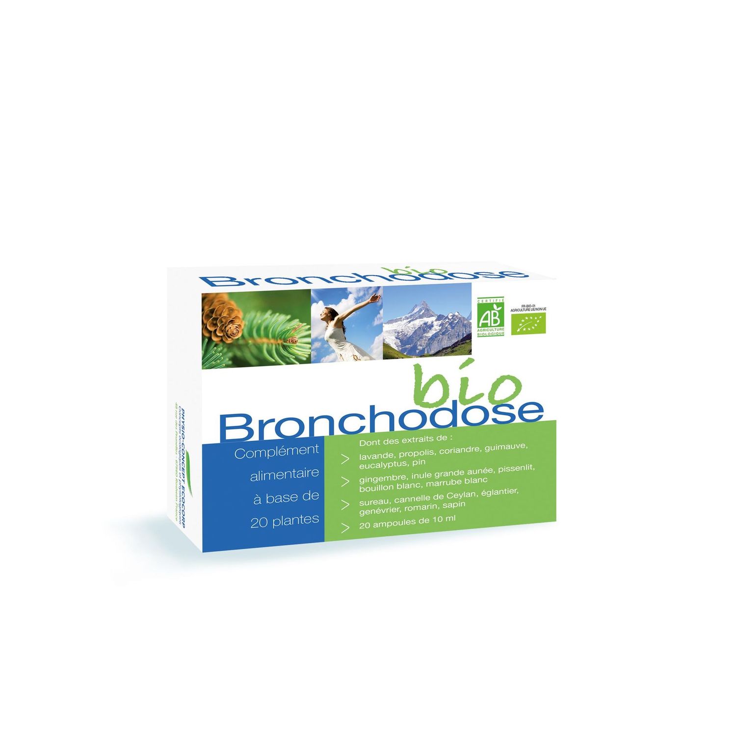 Bronchodose 20 ampoules complément alimentaire bio plantes respiratoires propolis format liquide ampoules naturel
