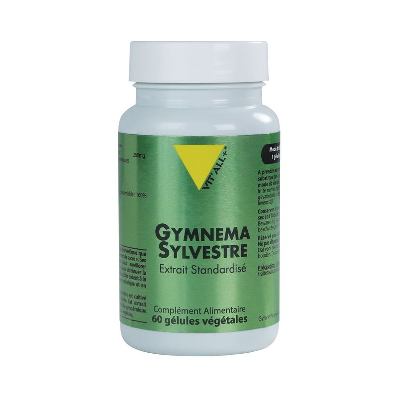 Gymnema Sylvestre 60 gélules VIT'ALL+ extrait standardisé à 75 % d'acides gymnémiques.