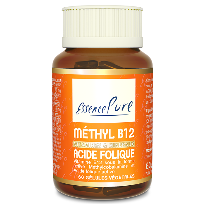 Méthyl B12 EssencePure 60 gélules – vitamine B12 méthylcobalamine, folate 5-MTHF, quinoa et spiruline
