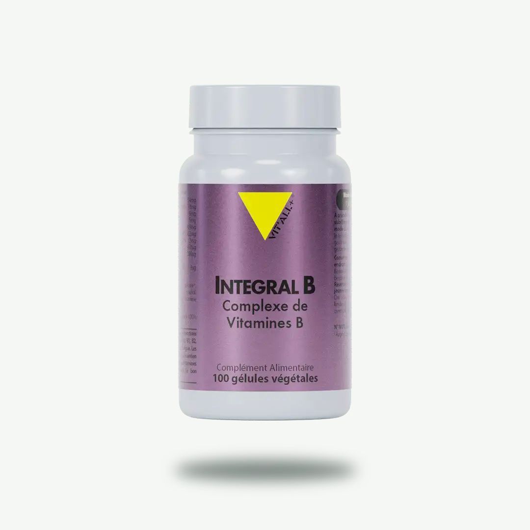 Intégral B – Complexe de vitamines B – 100 gélules Intégral B Vit’All+ – Complexe des 8 vitamines B avec P-5-P, Quatrefolic®, méthylcobalamine, inositol et PABA – 100 gélules