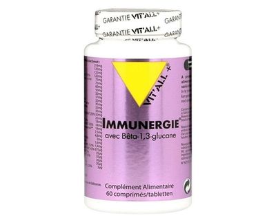 Immunergie 60 comprimés Immunergie 60 comprimés Vit'all+ complexe à base d'échinacée, astragale, shiitake, vitamines et minéraux.