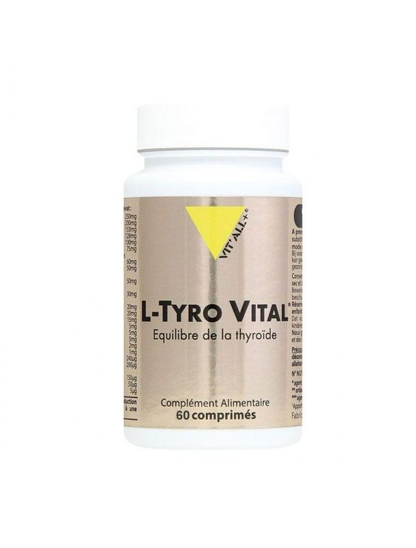 L-Tyro Vital Vit'all+ 60 comprimés à base de L-Tyrosine, guggul, ashwagandha, bacopa, vitamines et minéraux.
