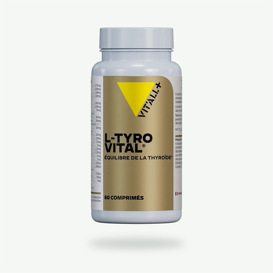 L-TYRO VITAL® – Fonction thyroïdienne – 60 comprimés L-TYRO VITAL® Vit’All+ – Complexe avec L-Tyrosine, iode, sélénium, Ashwagandha KSM-66®, Bacopa et vitamines – 60 comprimés
