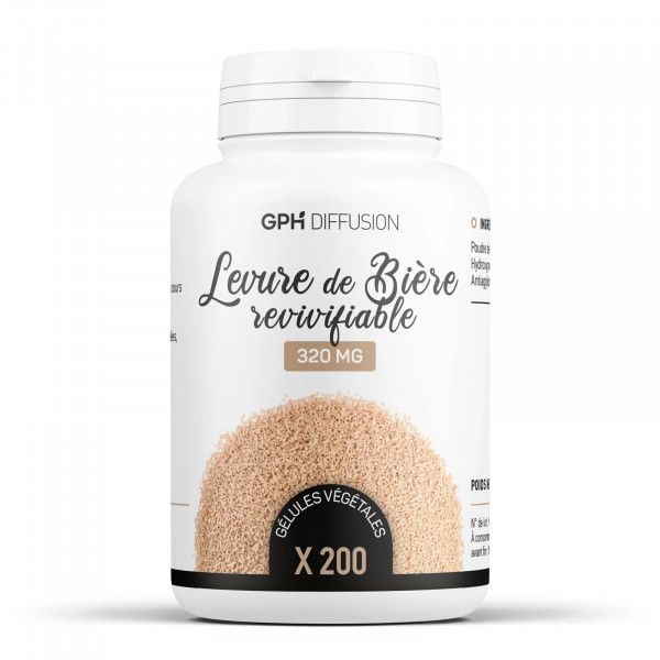 Levure de Bière 200 gélules levure revivifiable Saccharomyces cerevisiae complément alimentaire végétal