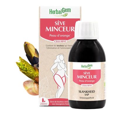 Sève de Bouleau Minceur bio 250 ml seve de bouleau minceur herbalgem 250 ml bourgeons frene cassis noisetier chataignier gemmotherapie herboristerie cousin.
