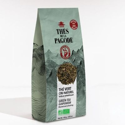 Thé Vert Bio Cru Naturel Gunpowder Thés de la Pagode 100 g originaire de Hubei Xuan’En en Chine