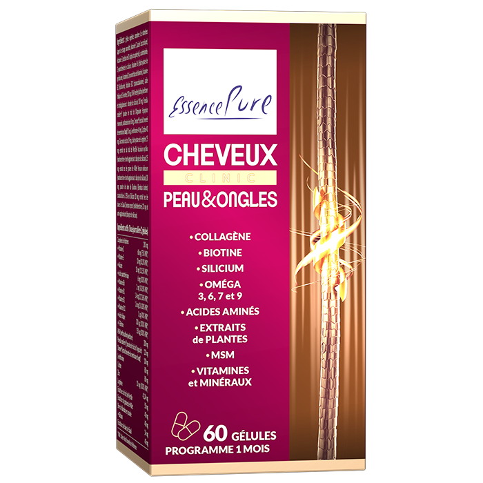 Cheveux Peau Ongles EssencePure 60 gélules – biotine, zinc, MSM, méthionine et cystine
