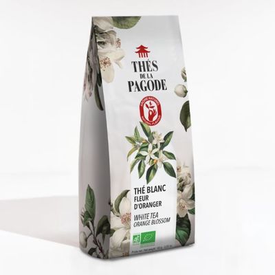 Thé Blanc Fleur d’Oranger Bio – 100 g Thé Blanc Fleur d’Oranger Bio Thés de la Pagode 100 g au thé blanc Bai Mu Dan, fleur d’oranger et fleur de souci Bio