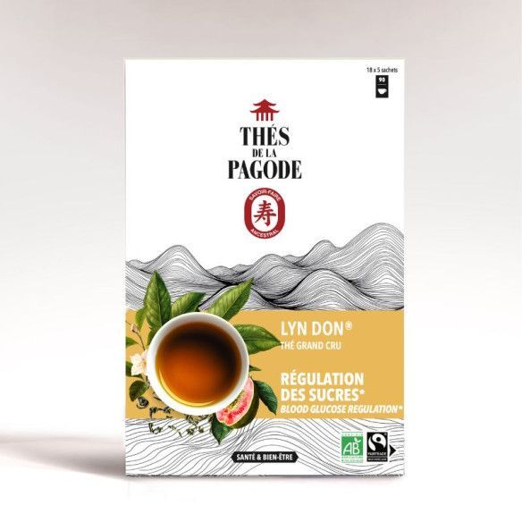 Lyn Don Thé Wulong à la Goyave Bio Thés de la Pagode 90 sachets avec feuilles et fruits de goyave, thé vert au jasmin.