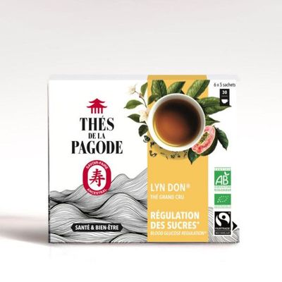Lyn Don Thé Wulong à la Goyave Bio Thés de la Pagode 30 sachets avec feuilles et fruits de goyave, thé vert au jasmin.