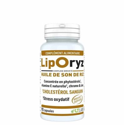 Liporyz 90 capsules huile son de riz phytosterols vitamine E zinc chrome complement alimentaire naturel cholesterol