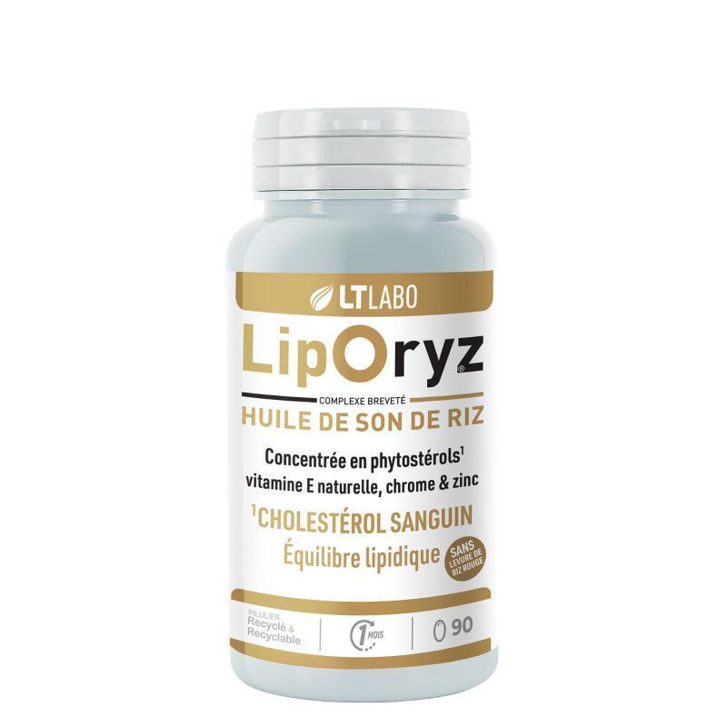 Liporyz - Cholestérol Sanguin - 90 capsules Liporyz LT Labo – Huile de son de riz, phytostérols, vitamine E, zinc et chrome pour le Cholestérol sanguin– 90 Capsules
