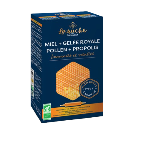 merveille de la ruche bio 20 ampoules miel gelee royale pollen propolis herboristerie cousin wiame wattrelos