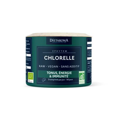 Chlorelle 180 comprimés Bio chlorelle bio dietaroma 180 comprimes chlorella vulgaris complement alimentaire herboristerie cousin wiame wattrelos