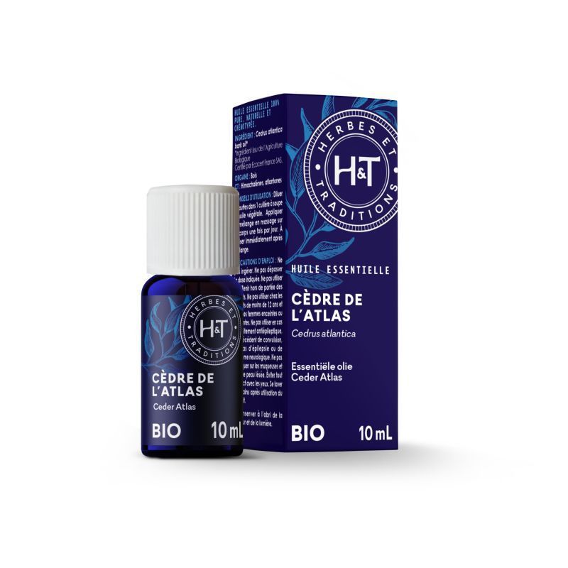 Cèdre de l'Atlas bio 10 ml huile essentielle cedre atlas bio Cedrus atlantica Herbes et Traditions 10 ml aromathérapie boisée naturelle