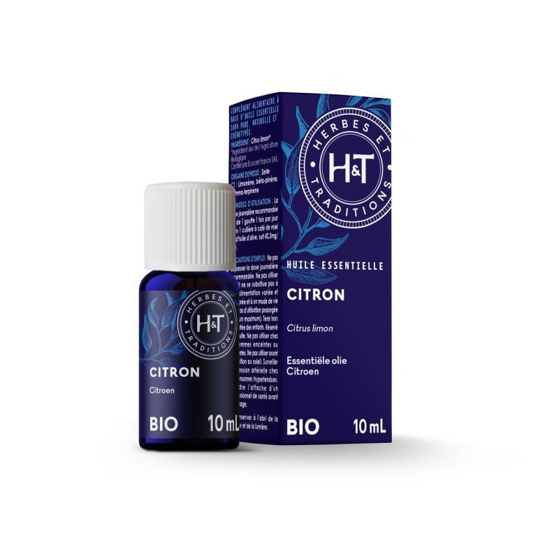 Citron bio 10 ml huile essentielle citron bio Citrus limon Herbes et Traditions 10 ml diffusion purifiante aromathérapie naturelle