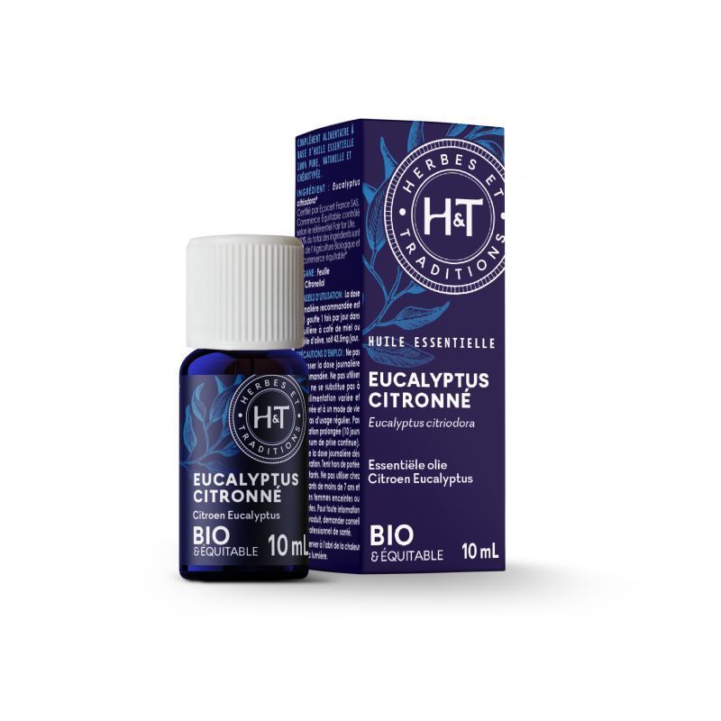 Eucalyptus Citronné bio 10 ml huile essentielle eucalyptus citronné bio Eucalyptus citriodora Herbes et Traditions 10 ml diffusion naturelle été