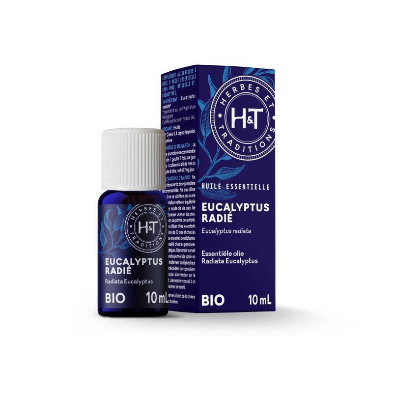 Eucalyptus Radié Bio 10 ml huile essentielle eucalyptus radiata bio Herbes et Traditions 10 ml diffusion respiratoire douce