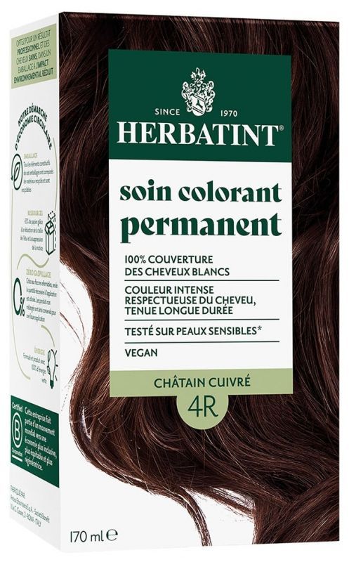 Soin Colorant Permanent Herbatint 4R Châtain Cuivré 170 ml coloration sans ammoniaque cheveux reflets cuivrés