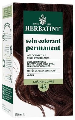 Soin Colorant Permanent Herbatint 4R Châtain Cuivré 170 ml coloration sans ammoniaque cheveux reflets cuivrés
