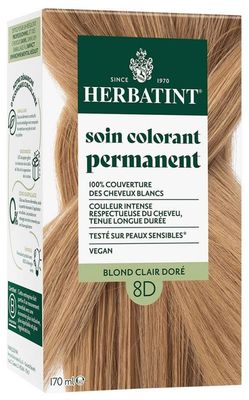 Coloration Herbatint 8D blond clair doré sans ammoniaque couverture cheveux blancs naturel