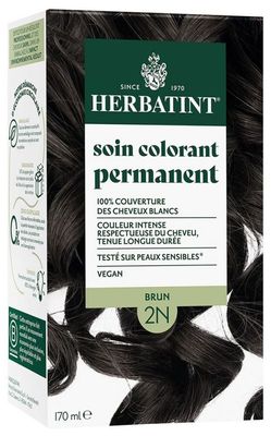 Soin Colorant Permanent Herbatint 2N Brun 170 ml coloration sans ammoniaque cheveux bruns couverture blancs