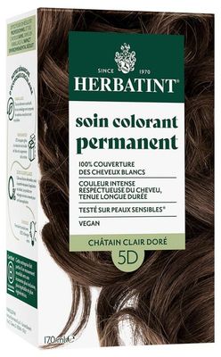 Soin Colorant Permanent Herbatint 5D Châtain Clair Doré 170 ml coloration sans ammoniaque cheveux reflets dorés