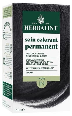 Soin Colorant Permanent Herbatint 1N Noir 170 ml coloration sans ammoniaque cheveux noirs couverture blancs