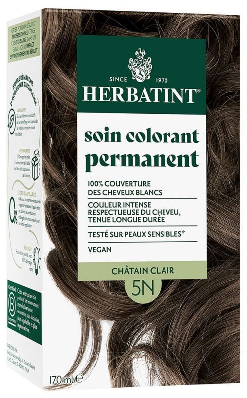 Soin Colorant Permanent Herbatint 5N Châtain Clair 170 ml coloration sans ammoniaque cheveux châtain naturel