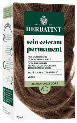 Soin Colorant Permanent Herbatint 6D Blond Foncé Doré 170 ml coloration sans ammoniaque cheveux blond foncé doré