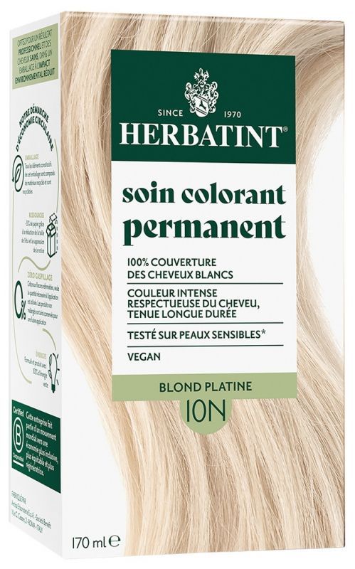 Herbatint 10N (Blond Platine) Soin Colorant Permanent Herbatint 10N Blond Platine 170 ml coloration sans ammoniaque cheveux blancs