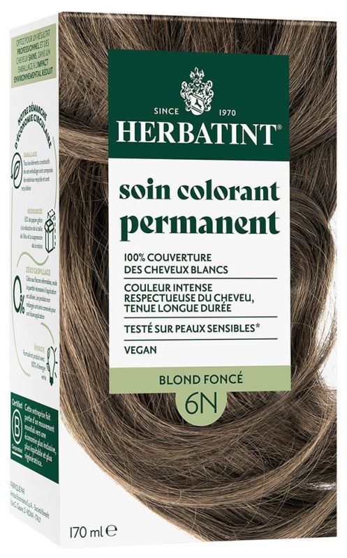 Herbatint 6N (Blond Foncé) Soin Colorant Permanent Herbatint 6N Blond Foncé 170 ml coloration sans ammoniaque cheveux blond foncé naturel
