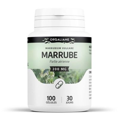 Marrube Blanc 200 mg – 100 gélules Marrube Blanc GPH Diffusion 200 mg – Sommités fleuries de Marrubium vulgare – 100 gélules