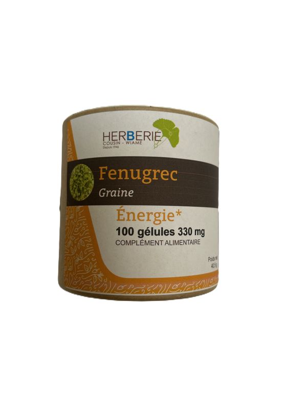 Fenugrec 330 mg – 100 gélules Fenugrec Graine – Poudre de Trigonella foenum-graecum – 330 mg par gélule végétale – Fabrication France - Pot de 100 gélules