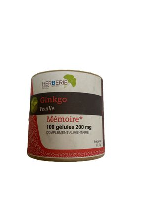 ginkgo 100 gelules ginkgo biloba memoire concentration plante naturelle complement
