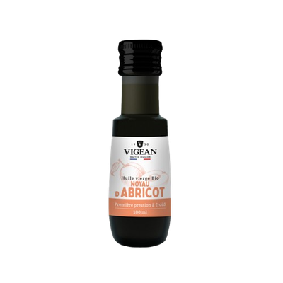 Abricot bio 100 ml huile noyau abricot bio Vigean 100 ml premiere pression froid vegan oméga 9