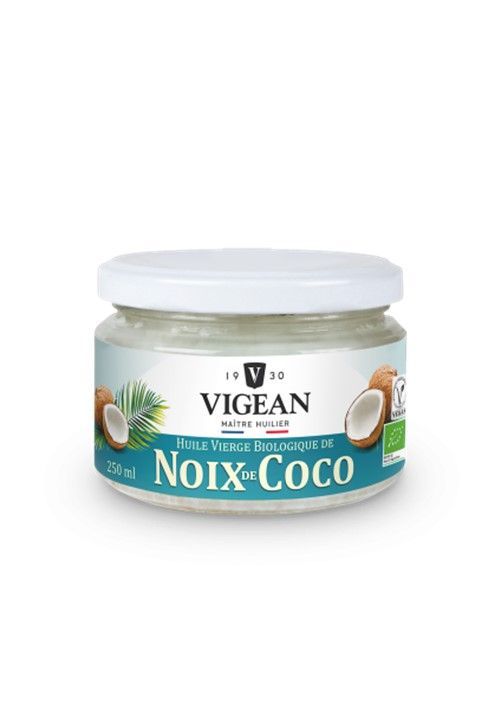 Huile de Coco bio 200 ml huile vierge bio coco Vigean 200 ml premiere pression froid vegan non raffinee