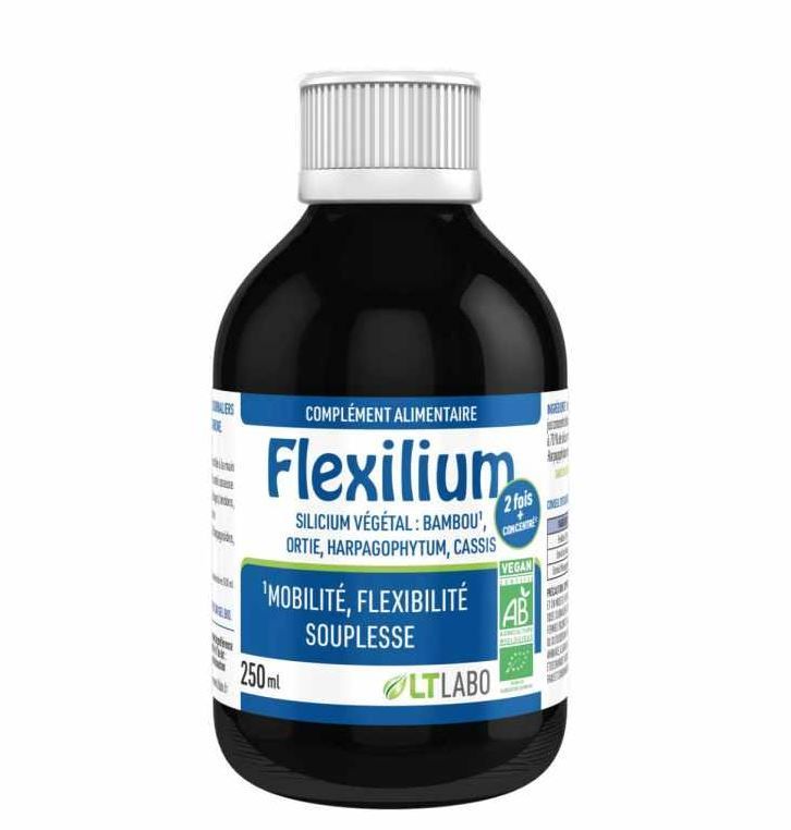 Flexilium 250 ml silicium bambou ortie harpagophytum cassis complément alimentaire bio liquide mobilité souplesse
