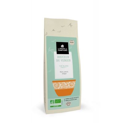 the blanc douceur du verger bio 50 g camellia sinensis mangue abricot peche infusion fruitee naturelle