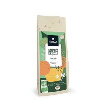 the vert romance en sicile bio 100 g camellia sinensis jasmin mandarine bergamote infusion florale fruitee