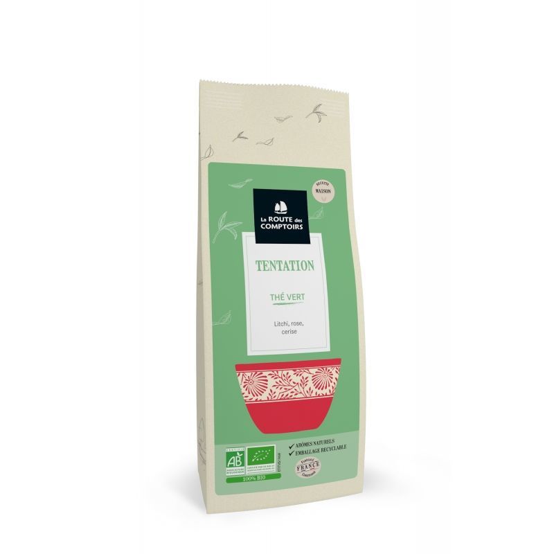 Thé vert Tentation Bio 100 g the vert tentation bio 100 g camellia sinensis rose litchi cerise infusion florale exotique