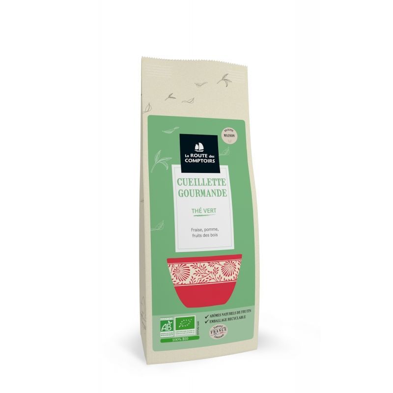 the vert cueillette gourmande bio 100 g camellia sinensis fruits rouges pomme infusion fruitee naturelle