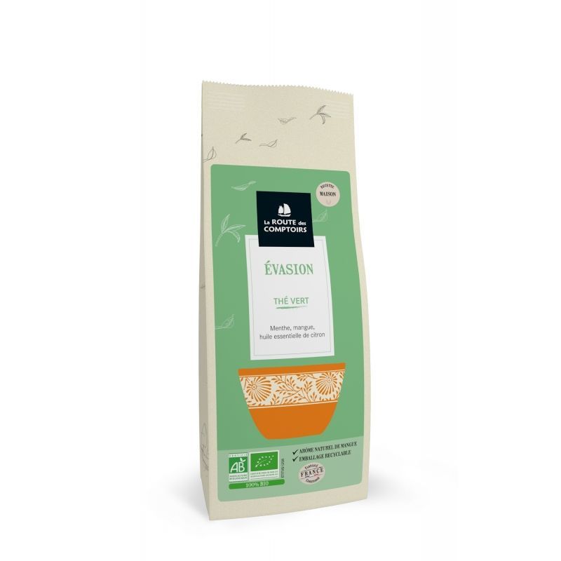 Thé Vert Évasion Bio 100 g the vert evasion bio 100 g camellia sinensis menthe mangue citron infusion fraiche naturelle