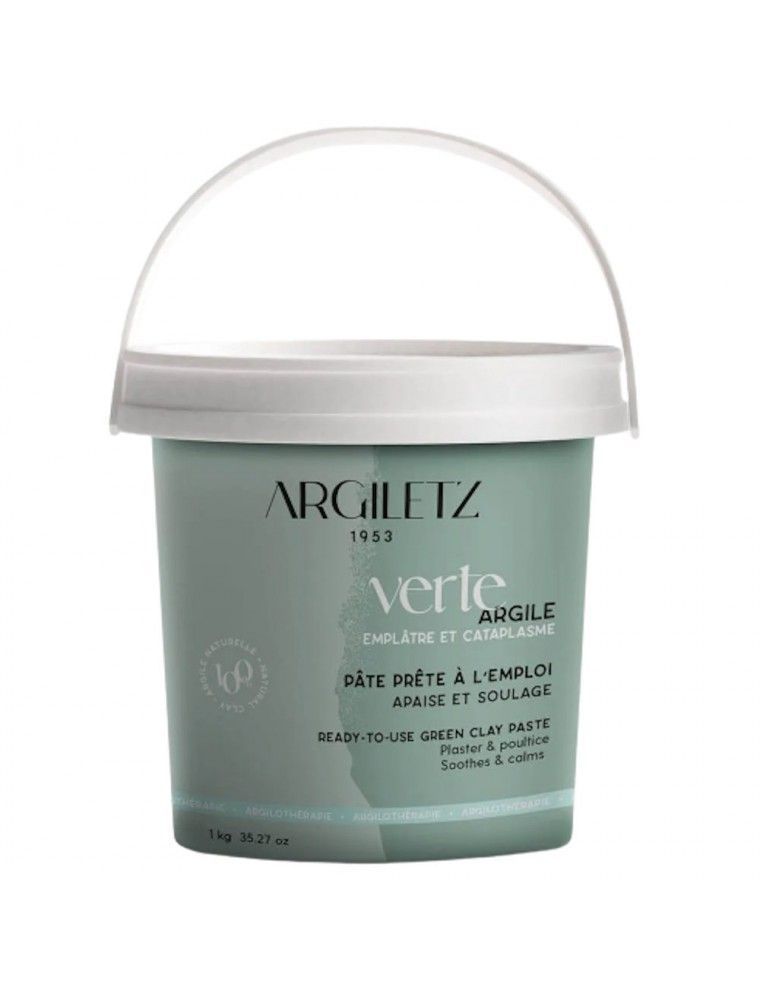 argiletz argile verte prete a l emploi 1 kg pate illite cataplasme masque visage naturel